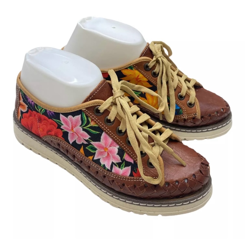 Handcrafted Floral Leather Sneakers